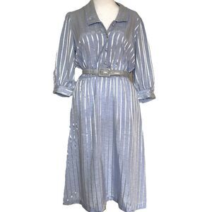 Vintage Collared Dress Womens Size S Shirtwaist Belted Short Sleeve